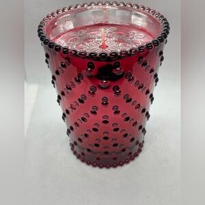 Vintage Pier 1 Imports Cranberry Balsam Scented Candle 12oz In Red Glass Rare